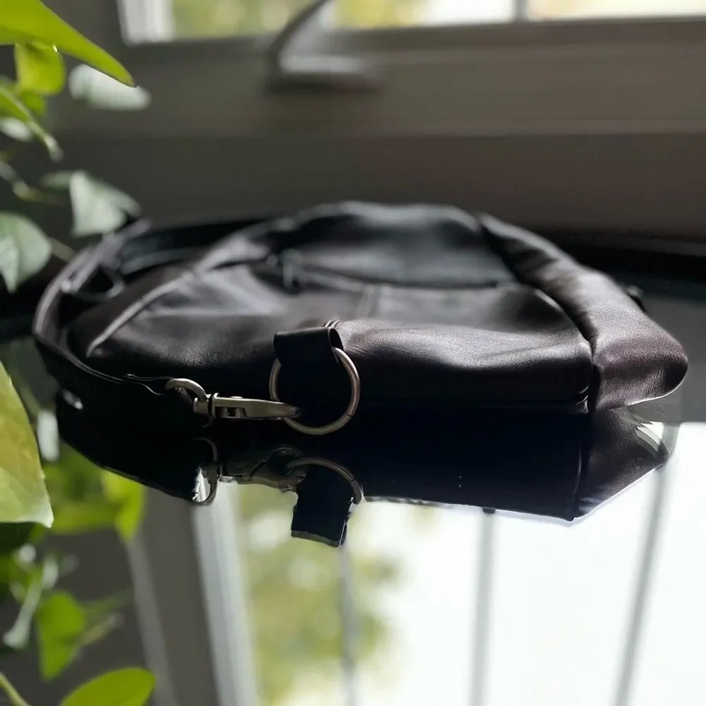 Tignanello Backpack Maroon Black Purse Bag Leather Pockets Red Small Adj…​ - Picture 4 of 11